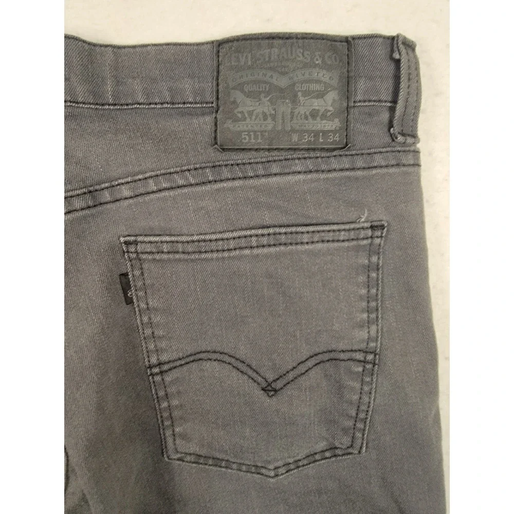 Levi's 511 stretch  jeans - Slim Fit - Men's 34x34 Gray Wash,‎ Stretch 5 Pocket